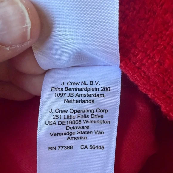 J.Crew Red Tweed Mini Skirt Gold Button Pockets Fringe Trim Classic Parisian - Picture 14 of 15